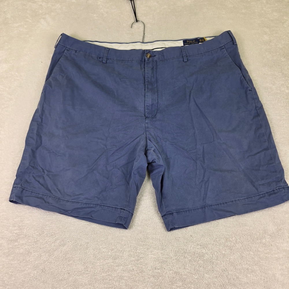 Polo Ralph Lauren Mens Blue Stretch Chino Shorts Size 44 Flat Front Cotton Blend